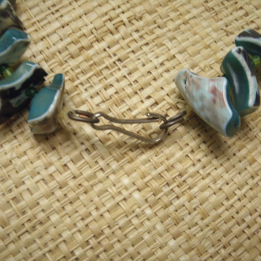Handmade Blue Dyed Shell & Seed Bead Necklace - Picture 4 of 16